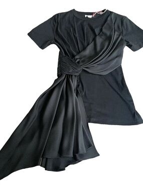 FABULOUS Alexander McQueen Black Draped Knot-Front Tank Top